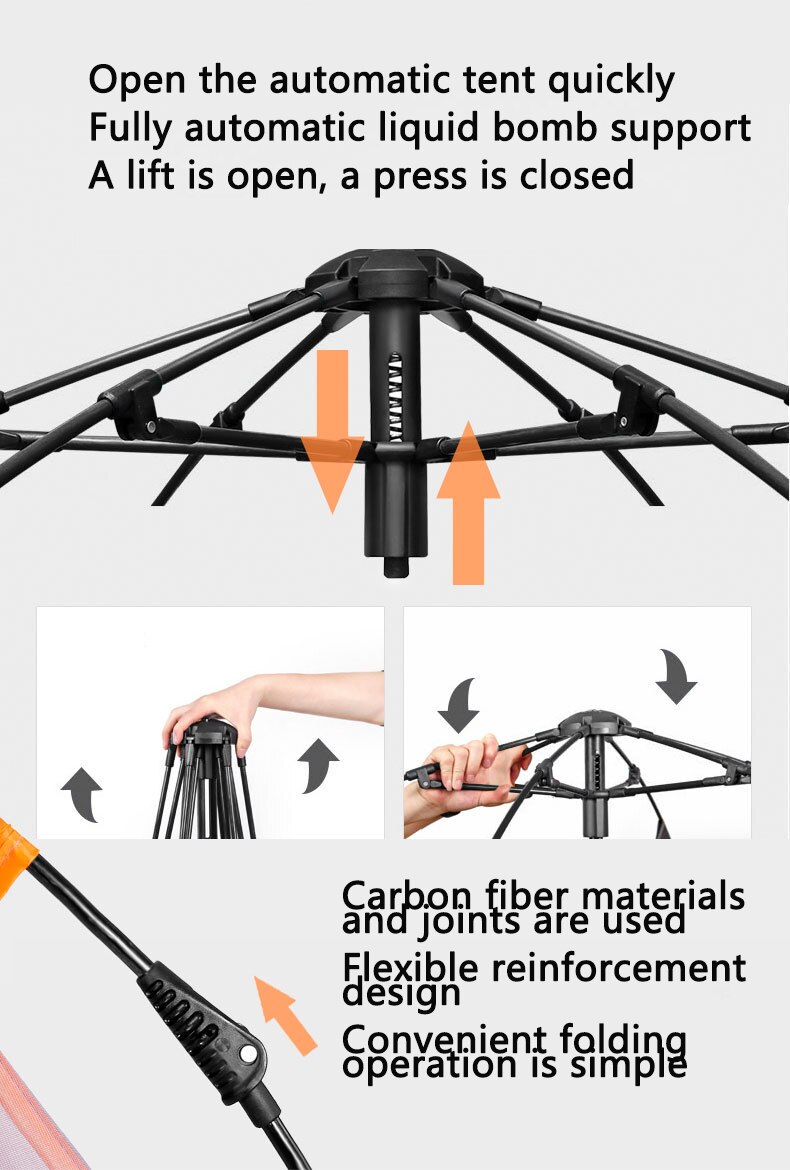 Cheap Goat Tents Outdoor Camping Climbing 3 5 People Automatic Quick Open Hexagonal Tent Double Layer Thickened Rainproof Ventilate Hall Design   